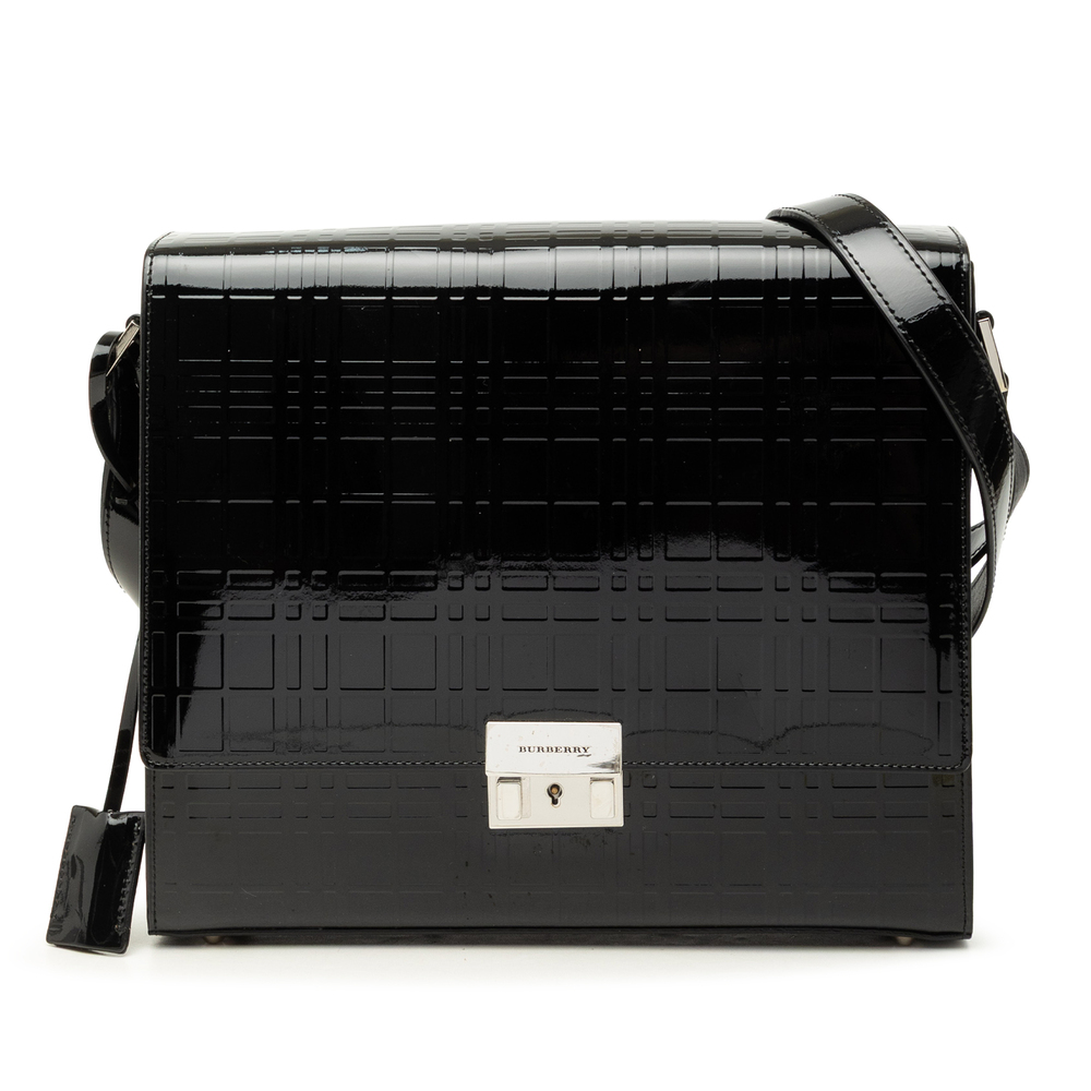Pre-Loved Burberry House Check Embossed Patent Crossbody